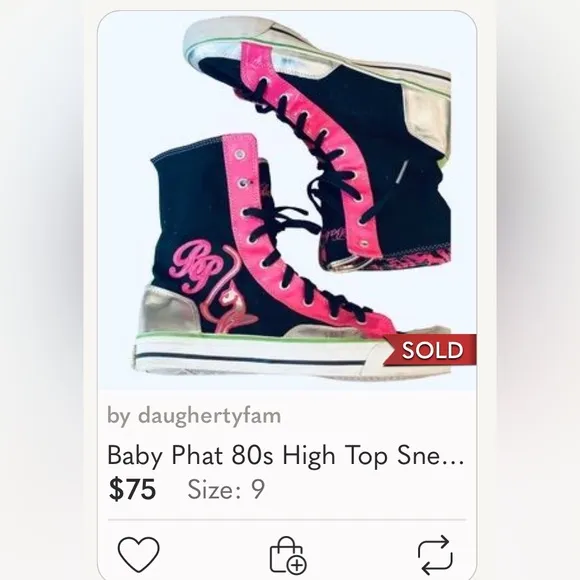 ⭐️ Baby Phat pink &amp; silver bling high top Sneakers women size 7