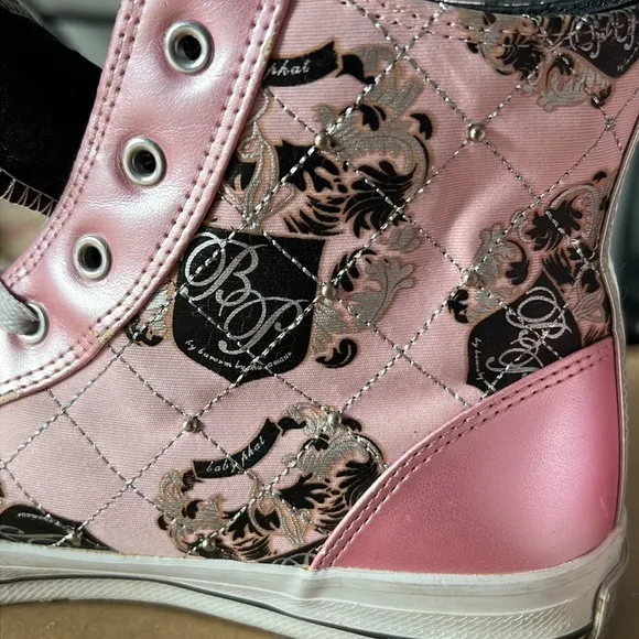 ⭐️ Baby Phat pink &amp; silver bling high top Sneakers women size 7