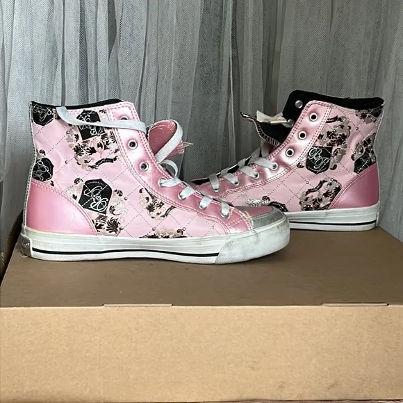 ⭐️ Baby Phat pink &amp; silver bling high top Sneakers women size 7
