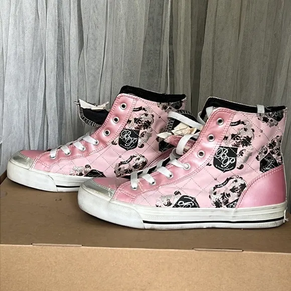 ⭐️ Baby Phat pink &amp; silver bling high top Sneakers women size 7