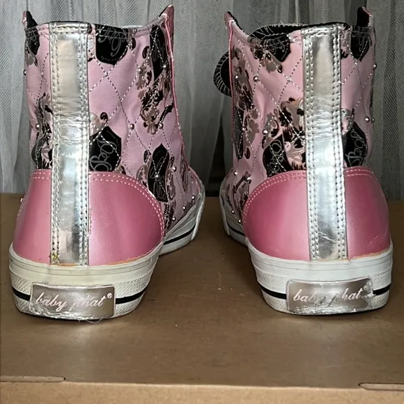 ⭐️ Baby Phat pink &amp; silver bling high top Sneakers women size 7