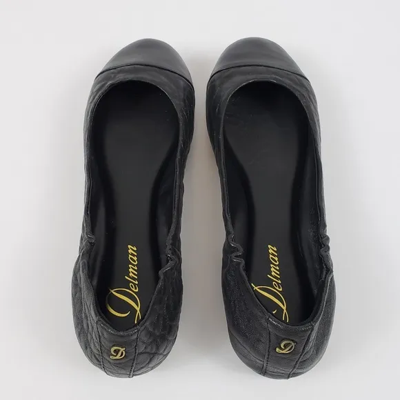 🆕️ Delman Black Leather Ballet Flats
