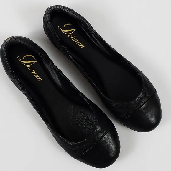 🆕️ Delman Black Leather Ballet Flats