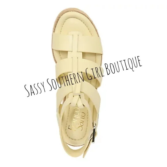 🆕⭐ Franco Sarto vanilla lemon leather wedge espadrilles