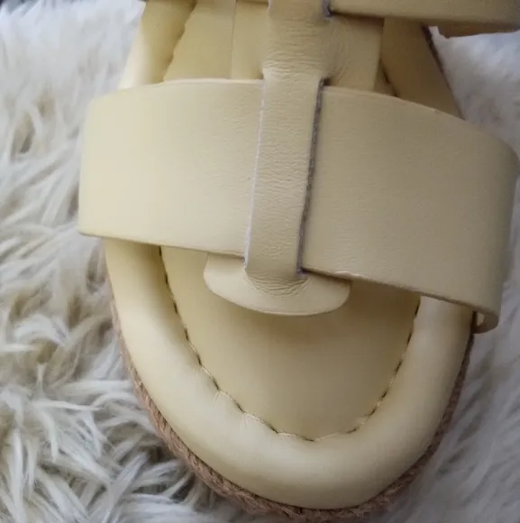 🆕⭐ Franco Sarto vanilla lemon leather wedge espadrilles
