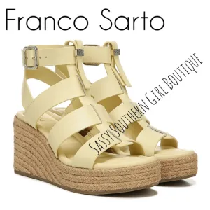 🆕⭐ Franco Sarto vanilla lemon leather wedge espadrilles