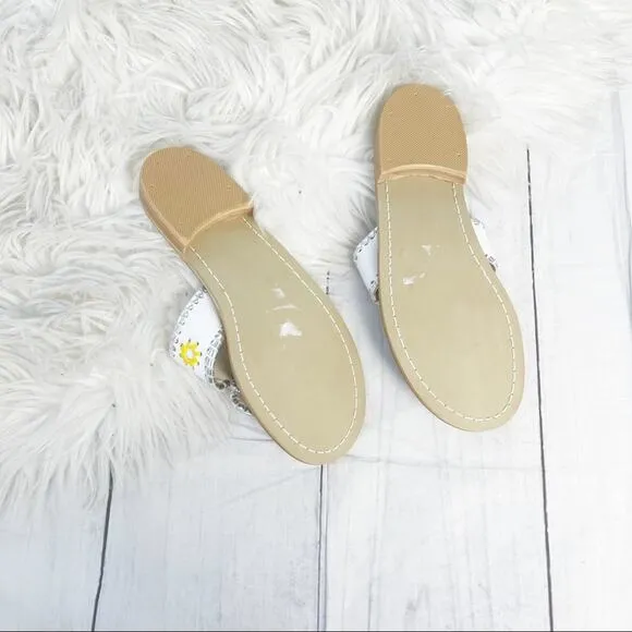 🆕 Jack Rogers Women's Jack Leather Flat Sandals in White Multi 7 NEW