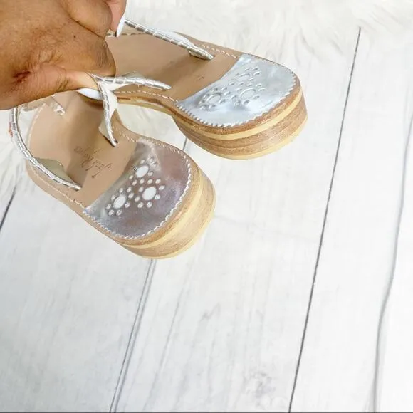 🆕 Jack Rogers Women's Jack Leather Flat Sandals in White Multi 7 NEW