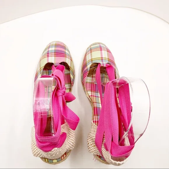 🆕 {J.Crew} Plaid Lace-Up Espadrilles Wedges