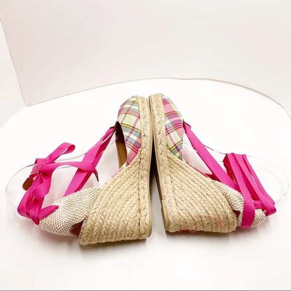 🆕 {J.Crew} Plaid Lace-Up Espadrilles Wedges