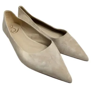 🍋 NEW Sam Edelman Flats Size 10.5 Taupe Pointed Toe Leather Upper
