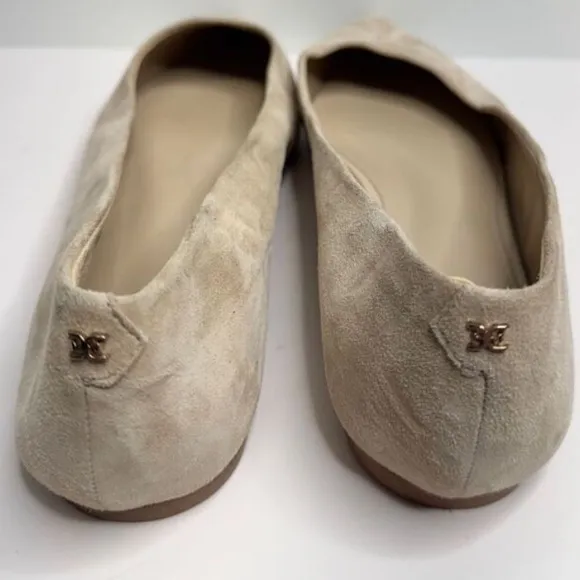 🍋 NEW Sam Edelman Flats Size 10.5 Taupe Pointed Toe Leather Upper
