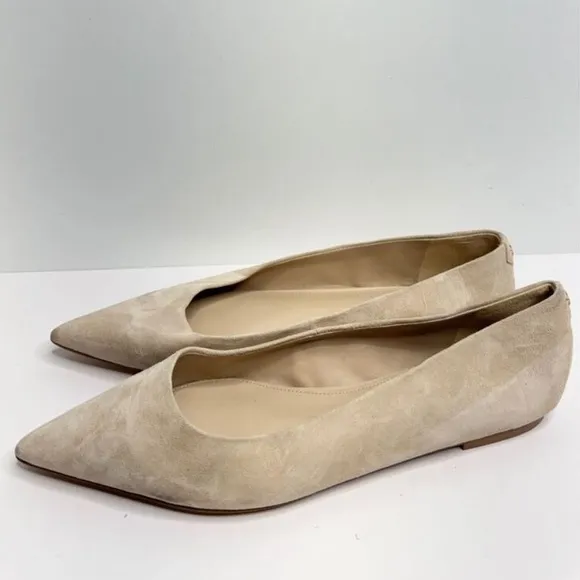 🍋 NEW Sam Edelman Flats Size 10.5 Taupe Pointed Toe Leather Upper