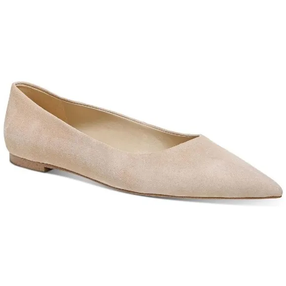 🍋 NEW Sam Edelman Flats Size 10.5 Taupe Pointed Toe Leather Upper