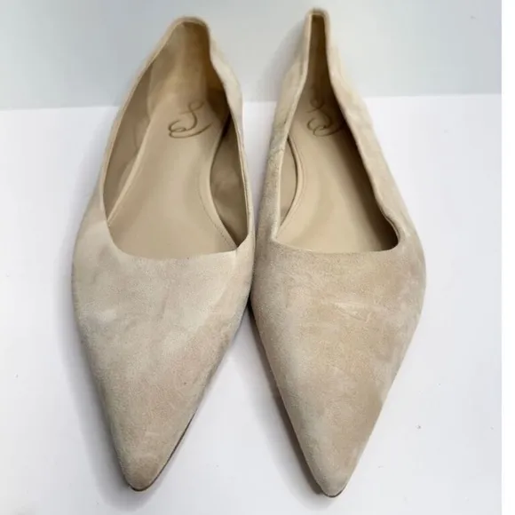 🍋 NEW Sam Edelman Flats Size 10.5 Taupe Pointed Toe Leather Upper