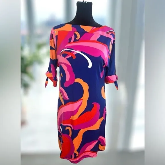 🔥🔥 TRINA TURK Vinet Scrolling Floral Three-quarter Sleeve Dress Size XS