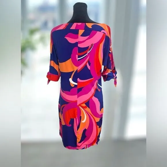 🔥🔥 TRINA TURK Vinet Scrolling Floral Three-quarter Sleeve Dress Size XS