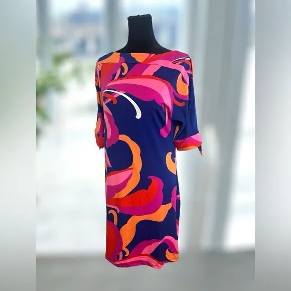 🔥🔥 TRINA TURK Vinet Scrolling Floral Three-quarter Sleeve Dress Size XS