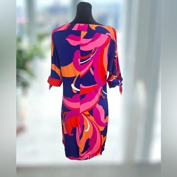🔥🔥 TRINA TURK Vinet Scrolling Floral Three-quarter Sleeve Dress Size XS