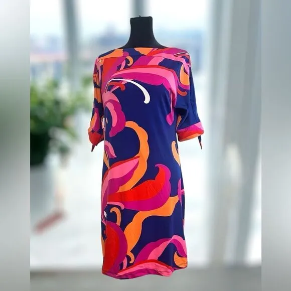 🔥🔥 TRINA TURK Vinet Scrolling Floral Three-quarter Sleeve Dress Size XS