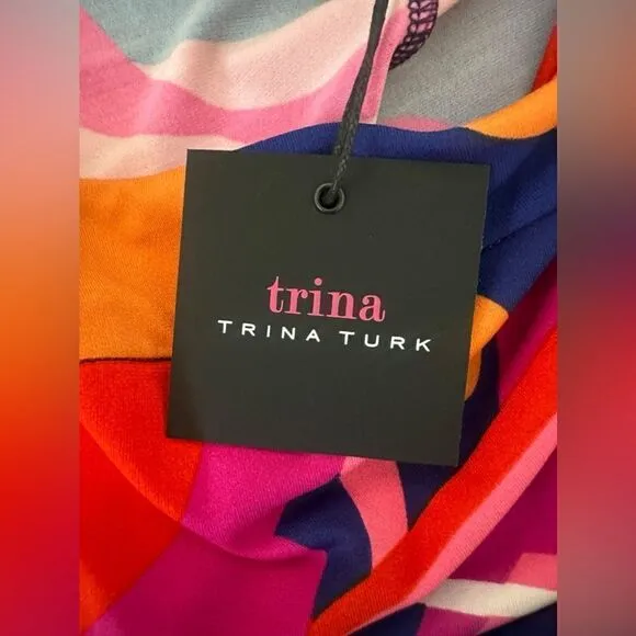 🔥🔥 TRINA TURK Vinet Scrolling Floral Three-quarter Sleeve Dress Size XS