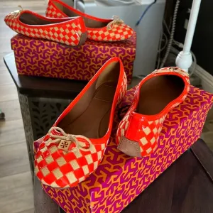 🔥1 hour sale - Worn 1X, Tory Burch, ballet Prescott flats, orange cream, 6.5