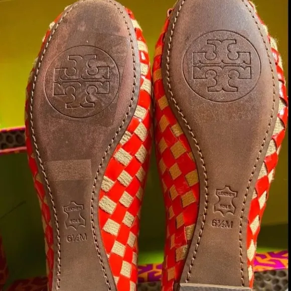 🔥1 hour sale - Worn 1X, Tory Burch, ballet Prescott flats, orange cream, 6.5