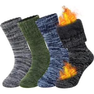 4 Pairs Kids Heated Socks Winter Thermal Insulated Socks