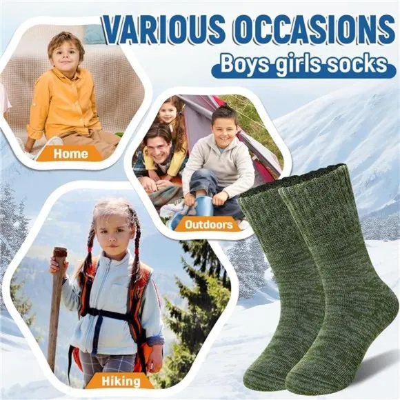 4 Pairs Kids Heated Socks Winter Thermal Insulated Socks