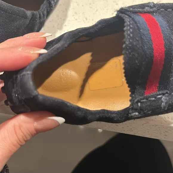 560.00 Gucci suede unisex boy and girl dress shoes loafer