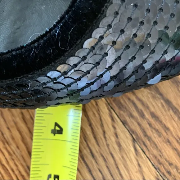 7 1/2 Gucci Black Sequin Ballet Flats with Suede Trim Vintage
