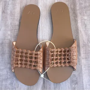 AD &amp; DAUGHTERS brown slip on flat sandals sz 8