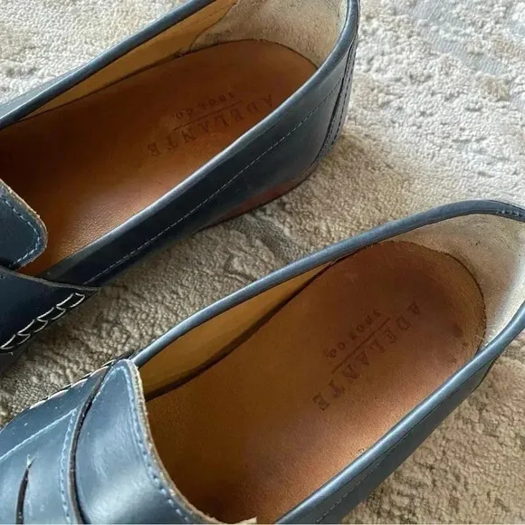 Adelante Luca Penny Loafer Dress Shoes Slip On Blue Leather: 12 D