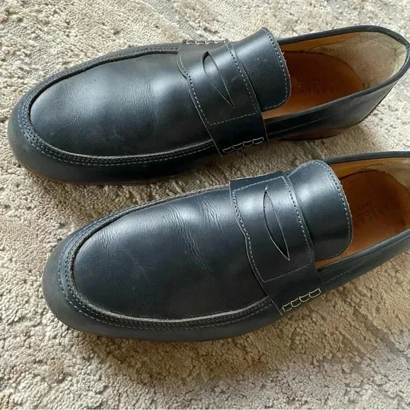 Adelante Luca Penny Loafer Dress Shoes Slip On Blue Leather: 12 D