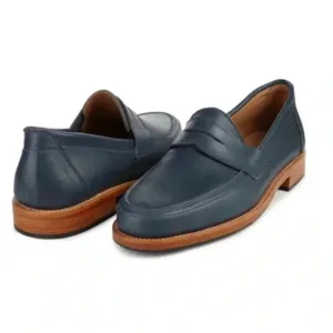 Adelante Luca Penny Loafer Dress Shoes Slip On Blue Leather: 12 D
