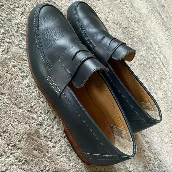 Adelante Luca Penny Loafer Dress Shoes Slip On Blue Leather: 12 D
