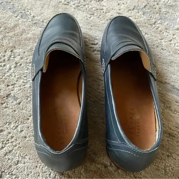 Adelante Luca Penny Loafer Dress Shoes Slip On Blue Leather: 12 D