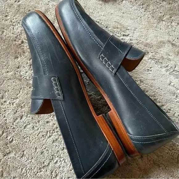 Adelante Luca Penny Loafer Dress Shoes Slip On Blue Leather: 12 D