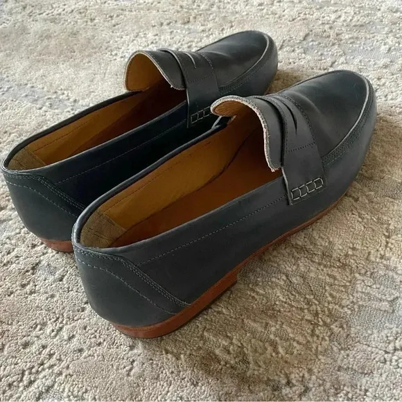 Adelante Luca Penny Loafer Dress Shoes Slip On Blue Leather: 12 D