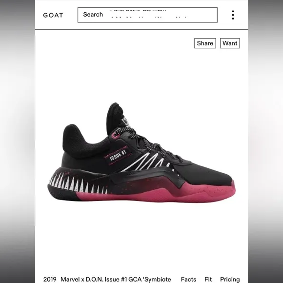 Adidas 2019 Marvel x D.O.N. Issue #1 GCA 'Symbiote Spider-Man' Sneakers 8 Men’s