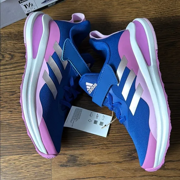 Adidas Blue and Pink Sneakers with Velcro Closure