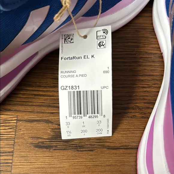 Adidas Blue and Pink Sneakers with Velcro Closure