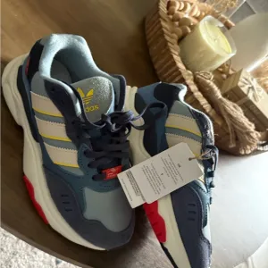 Adidas Blue and Red Sneakers with Chunky Sole