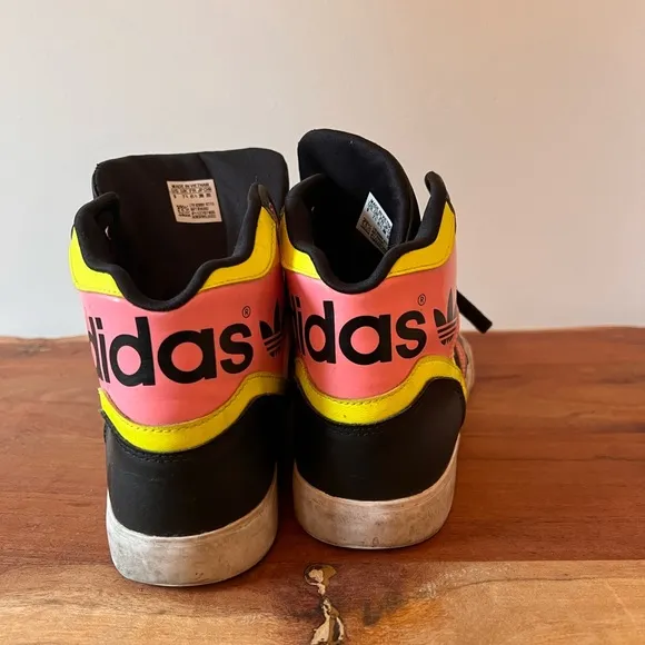 Adidas Extraball Neon Pink and Yellow High Top Sneakers