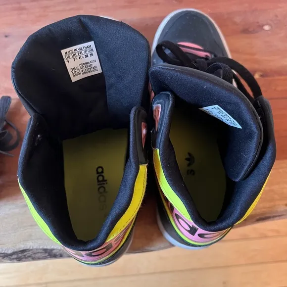 Adidas Extraball Neon Pink and Yellow High Top Sneakers