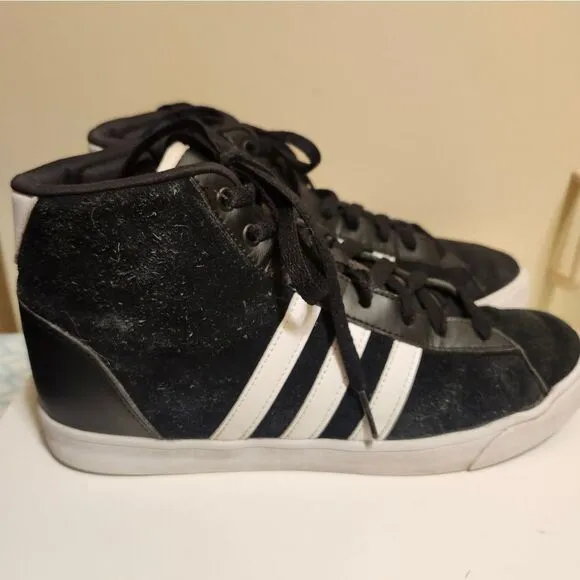 Adidas NEO CloudFoam Black Suede ART B74246 High-Top Sneakers Womens sz. 8.5