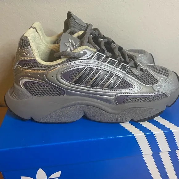Adidas New Women Ozmillen Grey Black Violet Chunky Sneakers Shoes Size 8