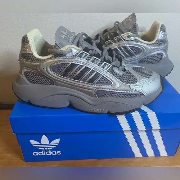 Adidas New Women Ozmillen Grey Black Violet Chunky Sneakers Shoes Size 8