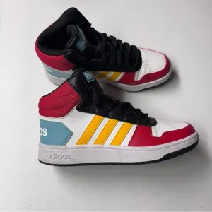 Adidas Red white Yellow Hoops 2.0 Mid High-Top Sneakers size 7.5 men’s