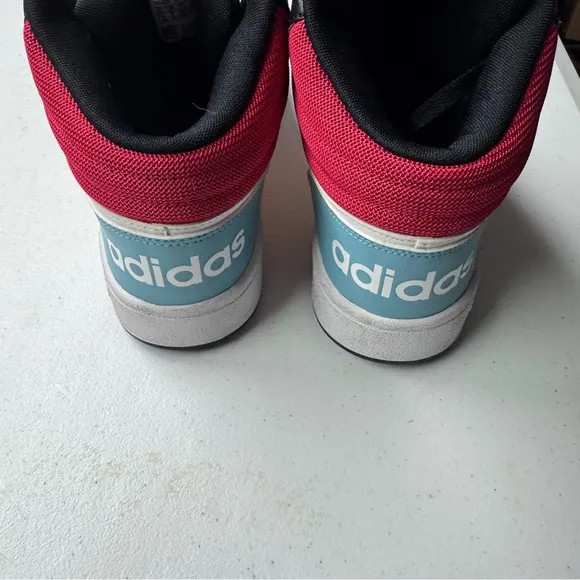 Adidas Red white Yellow Hoops 2.0 Mid High-Top Sneakers size 7.5 men’s